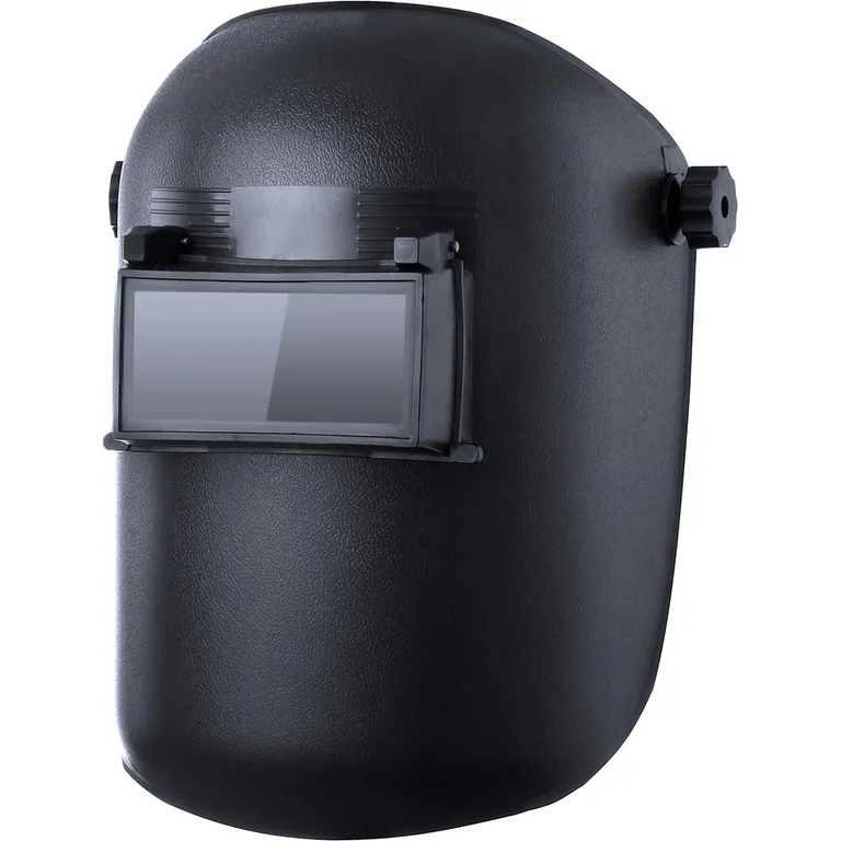 Маска зварювальника Престиж з відкидним світлофільтром з наголовником як в масці Хамелеон (2 скла затемнене (С-3,4,5,6) та прозоре: матеріал мінеральне загартоване скло розмір 50х102х2,8 мм, маска: ПП, наголовник: ПЕ) VITA