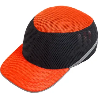 Каска-бейсболка ударостійка зі світловідбиваючою стрічкою (колір помаранчево-чорний)