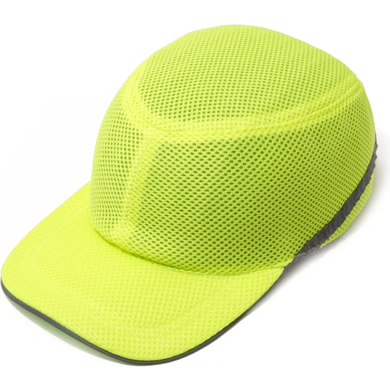 Каска-бейсболка ударостійка зі світловідбиваючою стрічкою (колір ультра салатовий)