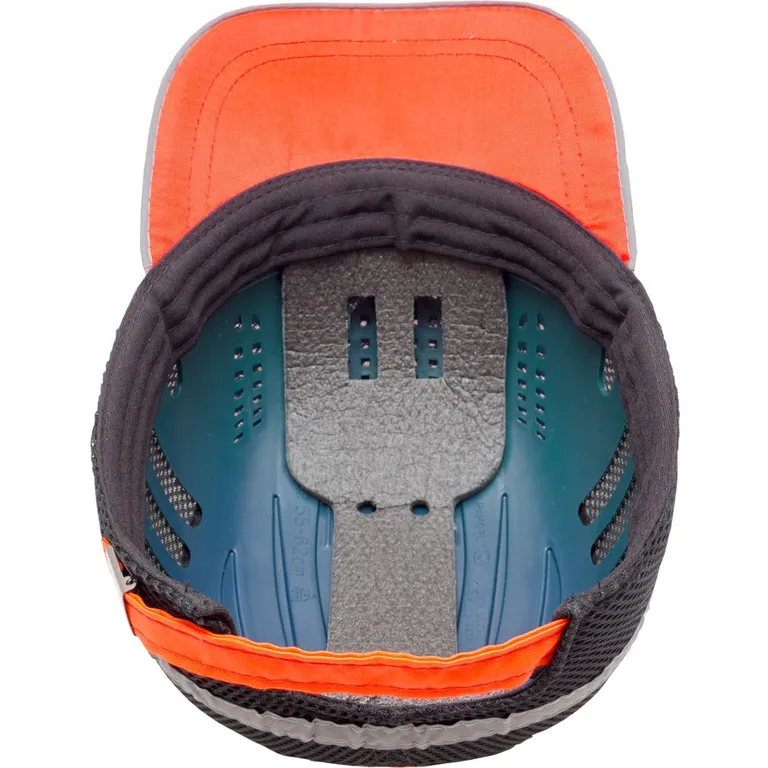 Каска-бейсболка ударостійка зі світловідбиваючою стрічкою (колір помаранчево-чорний)