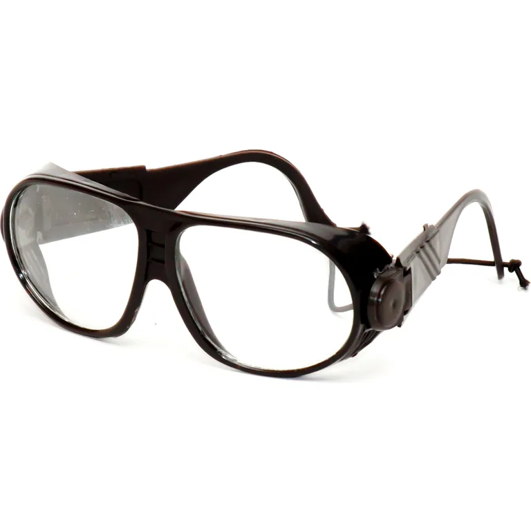 Окуляри захисні ОС-2 прозорі з резинкою на дужках (лінза: мінеральне загартоване скло, оправа: ПП чорний) Ізюм