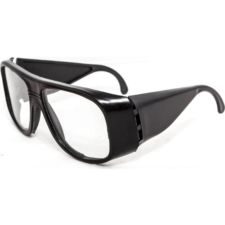 Окуляри захисні 034-у прозорі з широкою дужкою (лінза: мінеральне загартоване скло, оправа: ПП чорний) Ізюм