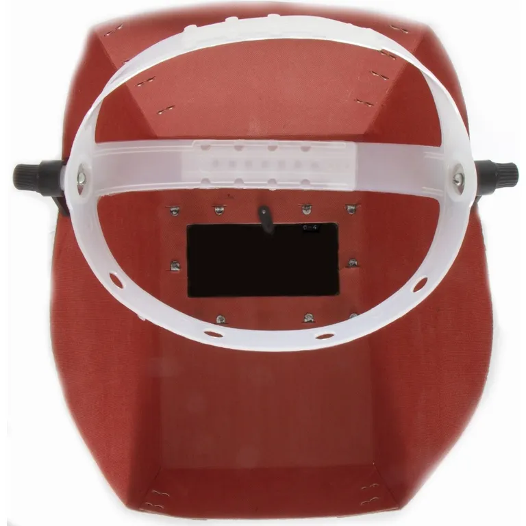 Маска сварщика фибро-картон 1.0 мм красный (светофильтр: С-3,4,5,6 минеральное закаленное стекло размер 50х102х2,8 мм, наголовник: ПЭ) VITA