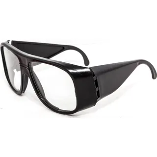 Окуляри захисні ШЗК 034-у прозорі з широкою дужкою (лінза: мінеральне загартоване скло, оправа: ПП чорний) Ізюм