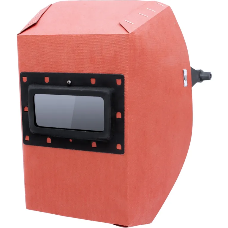 Маска зварювальника фібро-картон 1.0 мм червоний (світлофільтр: С-3,4,5,6 мінеральне загартоване скло розмір 50х102х2,8 мм, наголовник: ПЕ) VITA