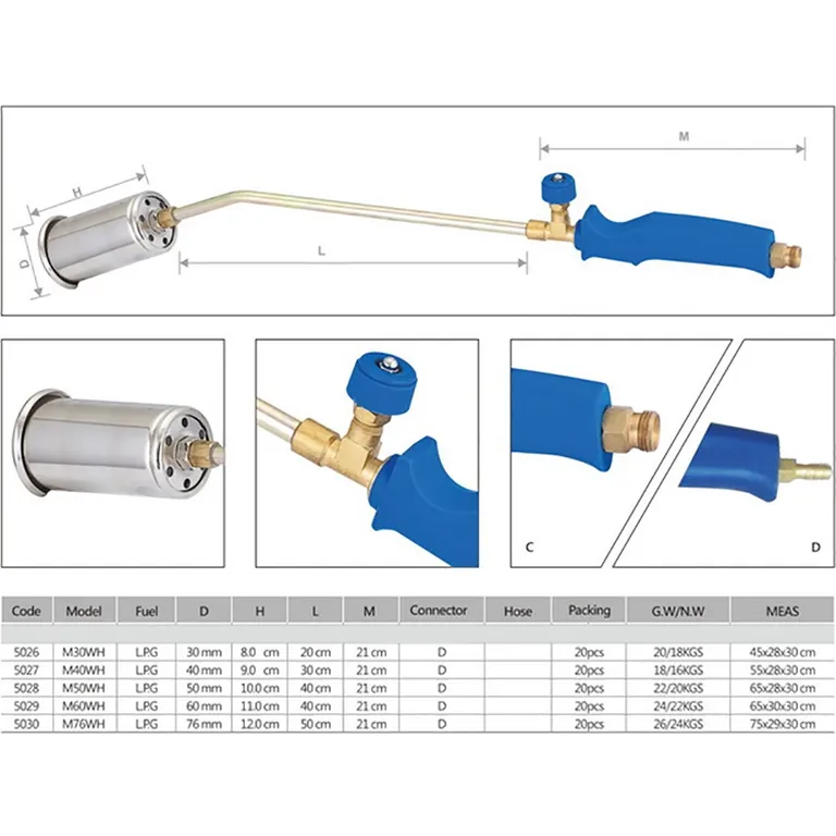 Пальник пропановий М5028" код М50 (форсунка, вентиль і адаптор під шланг латунь) для покрівельних робіт, а також для обпалювання туш худоби, свиней та птиці.