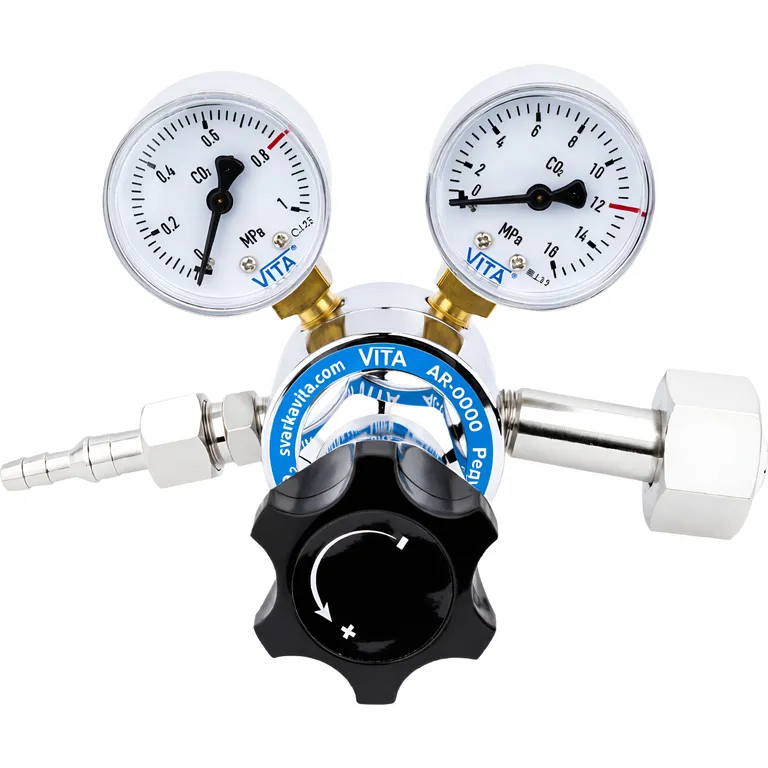 Редуктор с манометром углекислотный УР-6 (16 МПа) хром (корпус латунь, большой) Антонио Маск GU-1010
