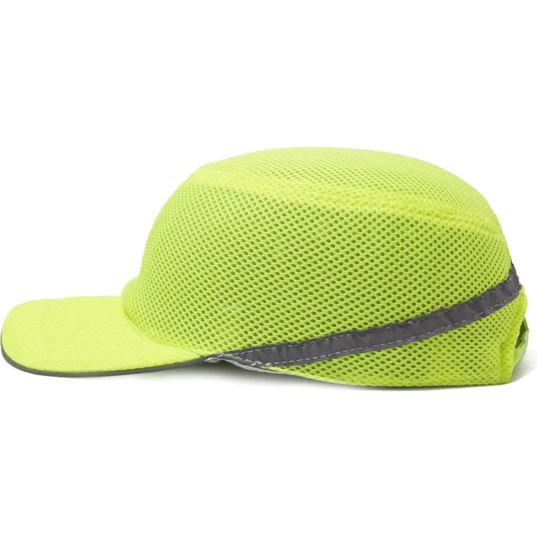 Каска-бейсболка ударостійка зі світловідбиваючою стрічкою (колір ультра салатовий)