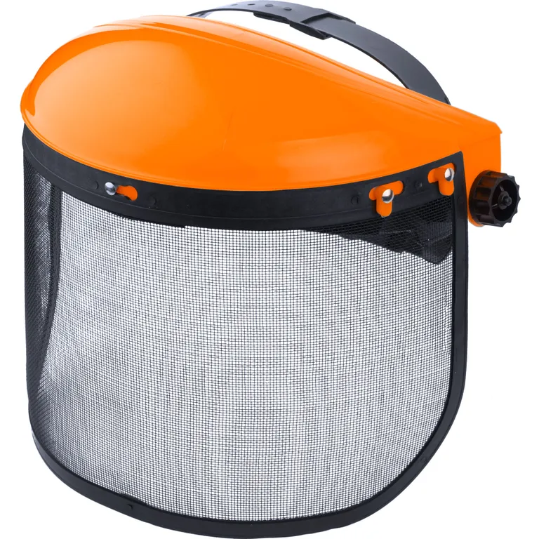 Щиток захисний СІТКА для мотокоси/тримера/газонокосарки, наголовник з рейковий механізмом (матеріал сітки: метал, висота екрану 17 см)