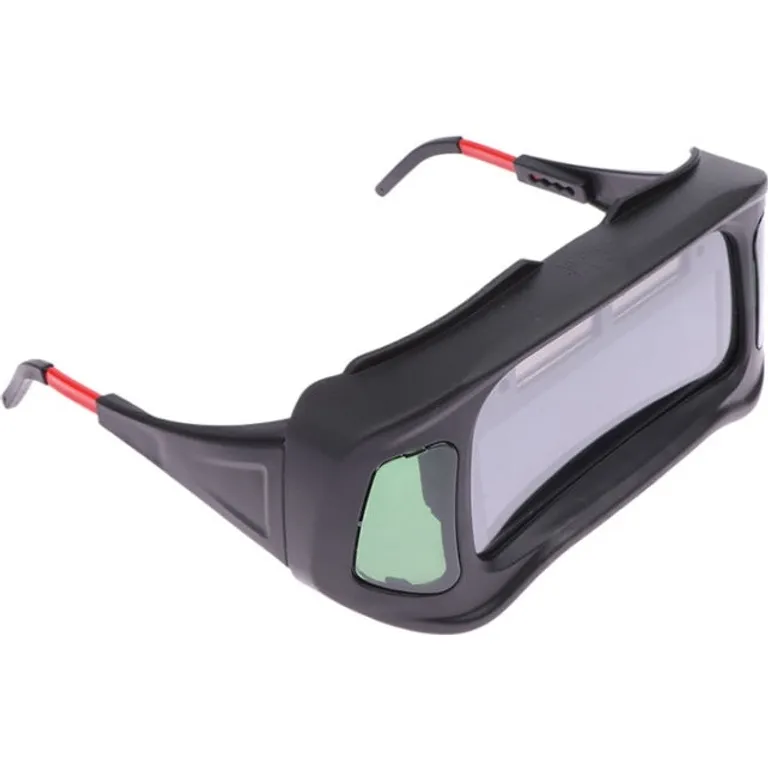 Очки сварочные с автозатемнением с панорамным обзором (крепление дужки, и резинка) черная коробка