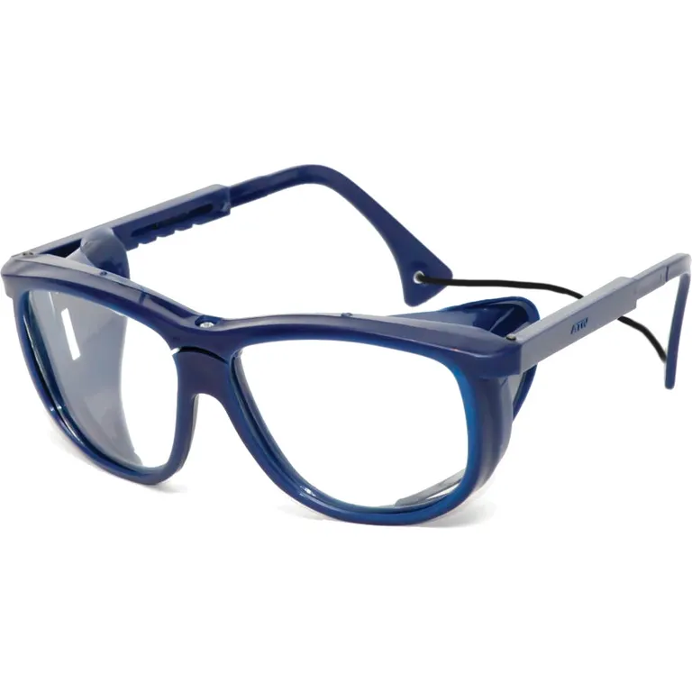 Окуляри захисні 0276-у прозорі з висувними дужками (Класік) з боковим захистом і резинкою на дужках (лінза: мінеральне загартоване скло, оправа: ПП чорний)