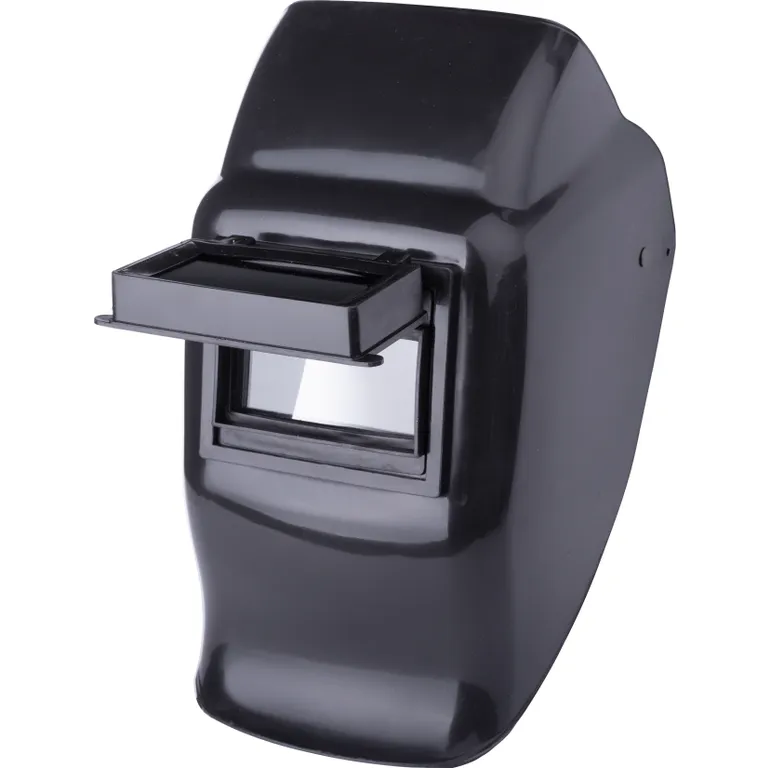 Маска зварювальника ВІДКИДНА з відкидним світлофільтром (світлофільтр: С-3,4,5,6 мінеральне загартоване скло розмір 50х102х2,8 мм, маска: ПП, наголовник: ПЕ) VITA прозорим склом не комплектуэться