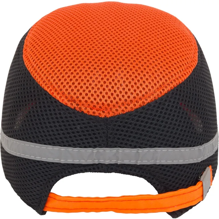 Каска-бейсболка ударостійка зі світловідбиваючою стрічкою (колір помаранчево-чорний)