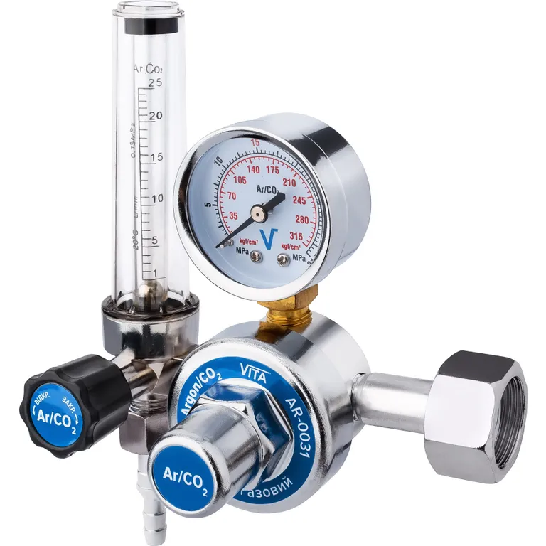 Редуктор з 1 манометром і ротаметром AR+CO2 корпус хром VITA