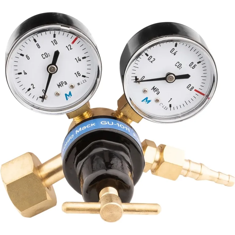 Редуктор з манометром вуглекислотний УР-6-6 (16 МПа) чорний (корпус латунь, середній) Антоніо Маск GU-1011