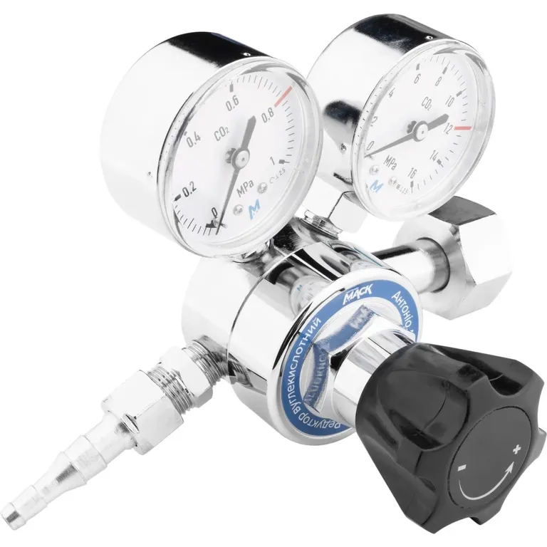 Редуктор з манометром вуглекислотний УР-6 (16 МПа) хром (корпус латунь, великий) Антоніо Маск GU-1010