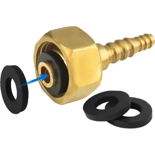 Гайка Сп-21,8 пропан ліва різьба плюс штуцер 9/6 мм з гумовою прокладкою