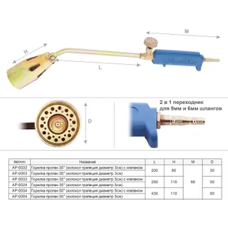 Пальник пропановий 35" (сопло трапецієподібне, діаметр 5 см)