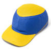 Каска-бейсболка ударопрочная со светоотражающей лентой (цвет жёлто-синяя), фото