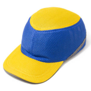 Каска-бейсболка ударопрочная со светоотражающей лентой (цвет жёлто-синяя), фото 1, цена
