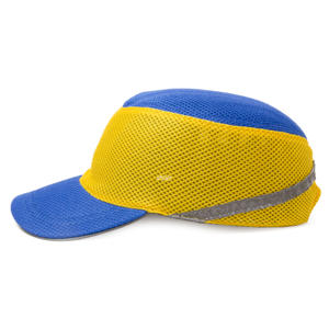Каска-бейсболка ударопрочная со светоотражающей лентой (цвет сине-жёлтый), фото 2, цена
