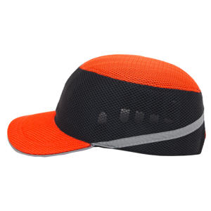 Каска-бейсболка ударопрочная со светоотражающей лентой (цвет оранжево-чёрная), фото 2, цена